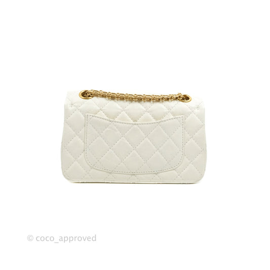 Chanel Mini Reissue 224 White Aged Calfskin Aged Gold Hardware
