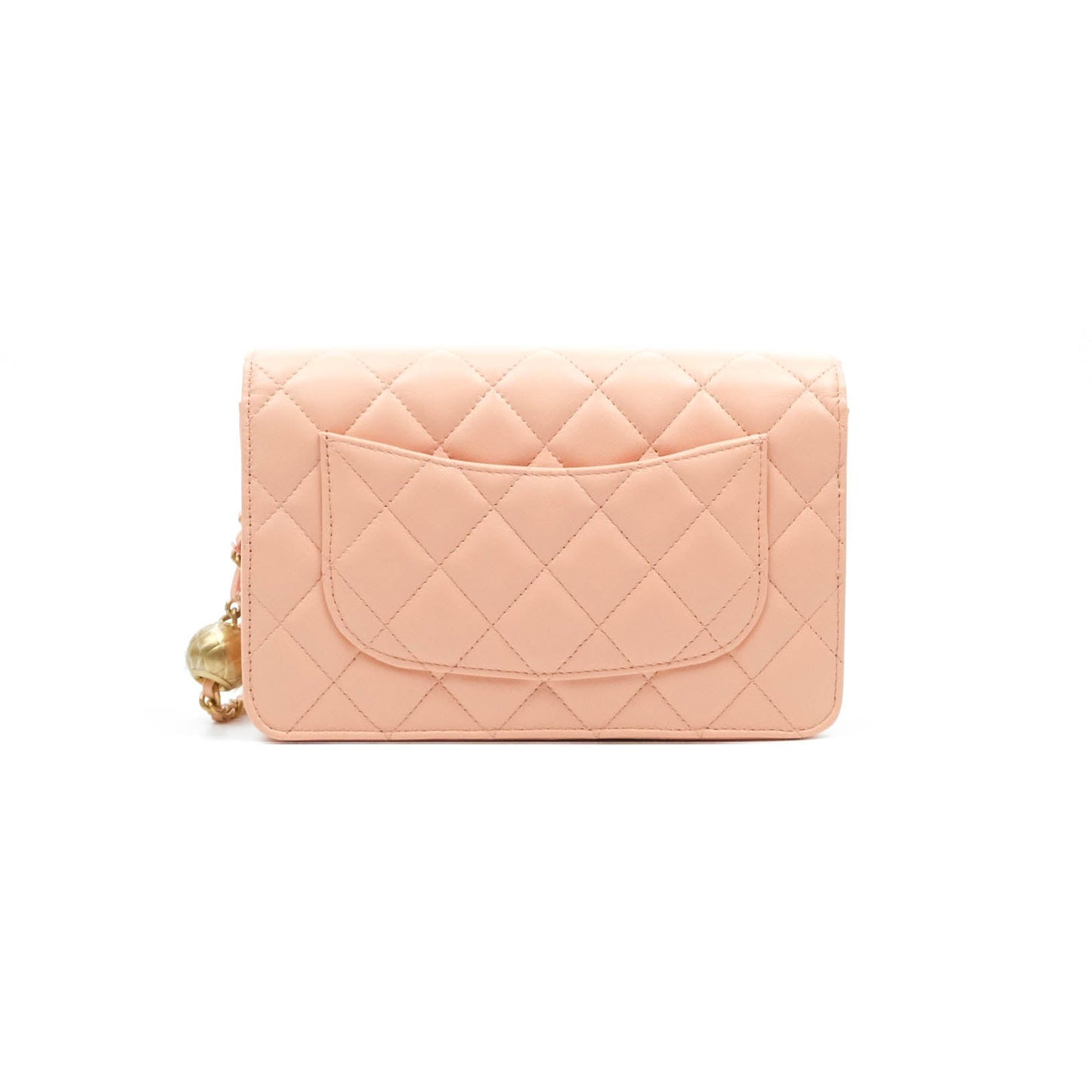 Chanel Quilted Pearl Crush Wallet on Chain WOC Light Pink Lambskin Aged Gold Hardware