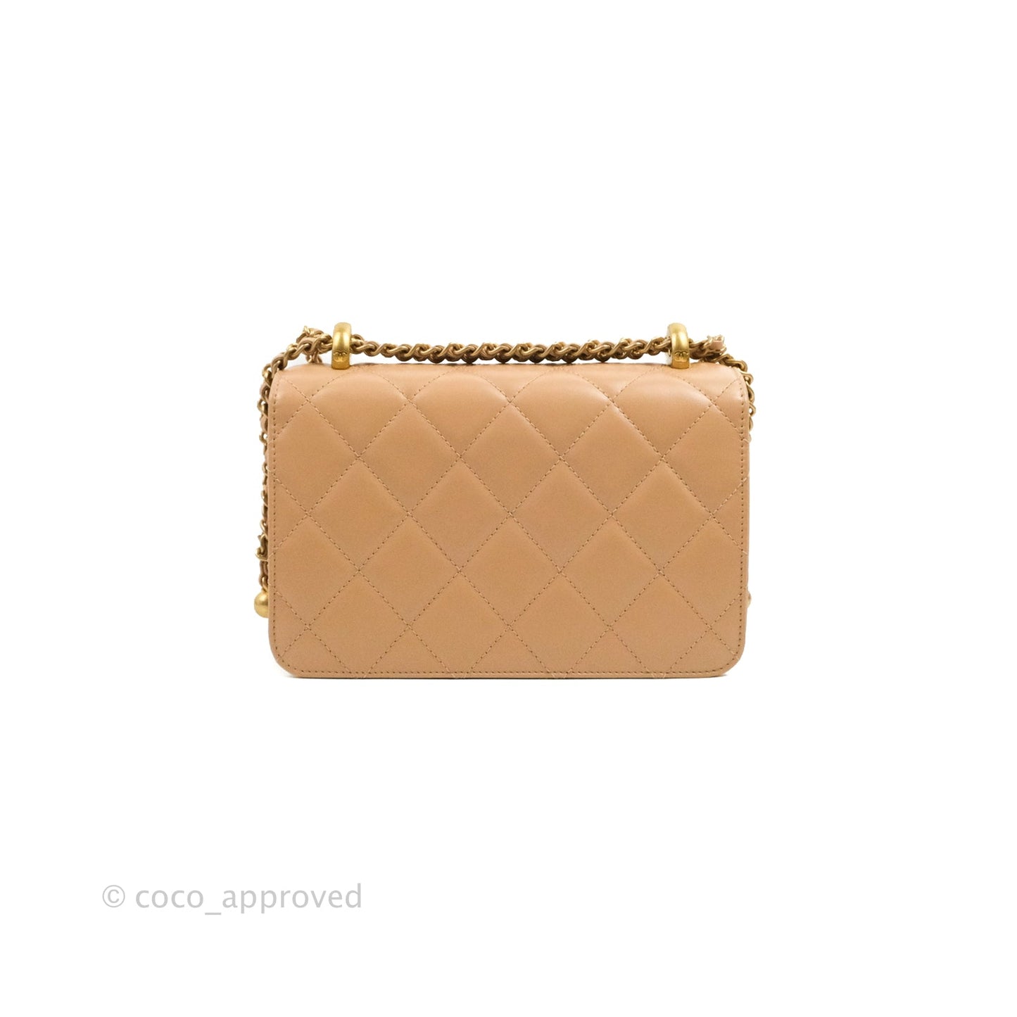 Chanel Quilted Perfect Fit Adjustable Beige Calfskin Gold Hardware 21A