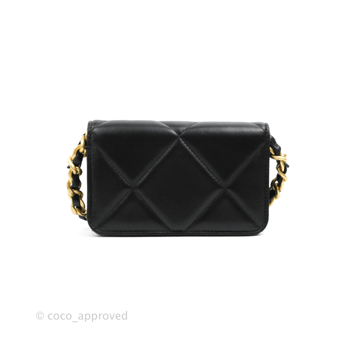 Chanel 19 Mini Clutch with Chain Black Lambskin Mixed Hardware