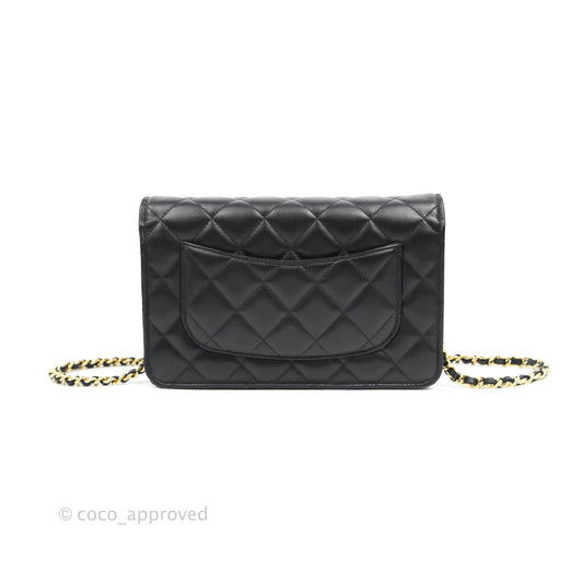 Chanel Quilted Classic Wallet on Chain WOC Black Lambskin Gold Hardware