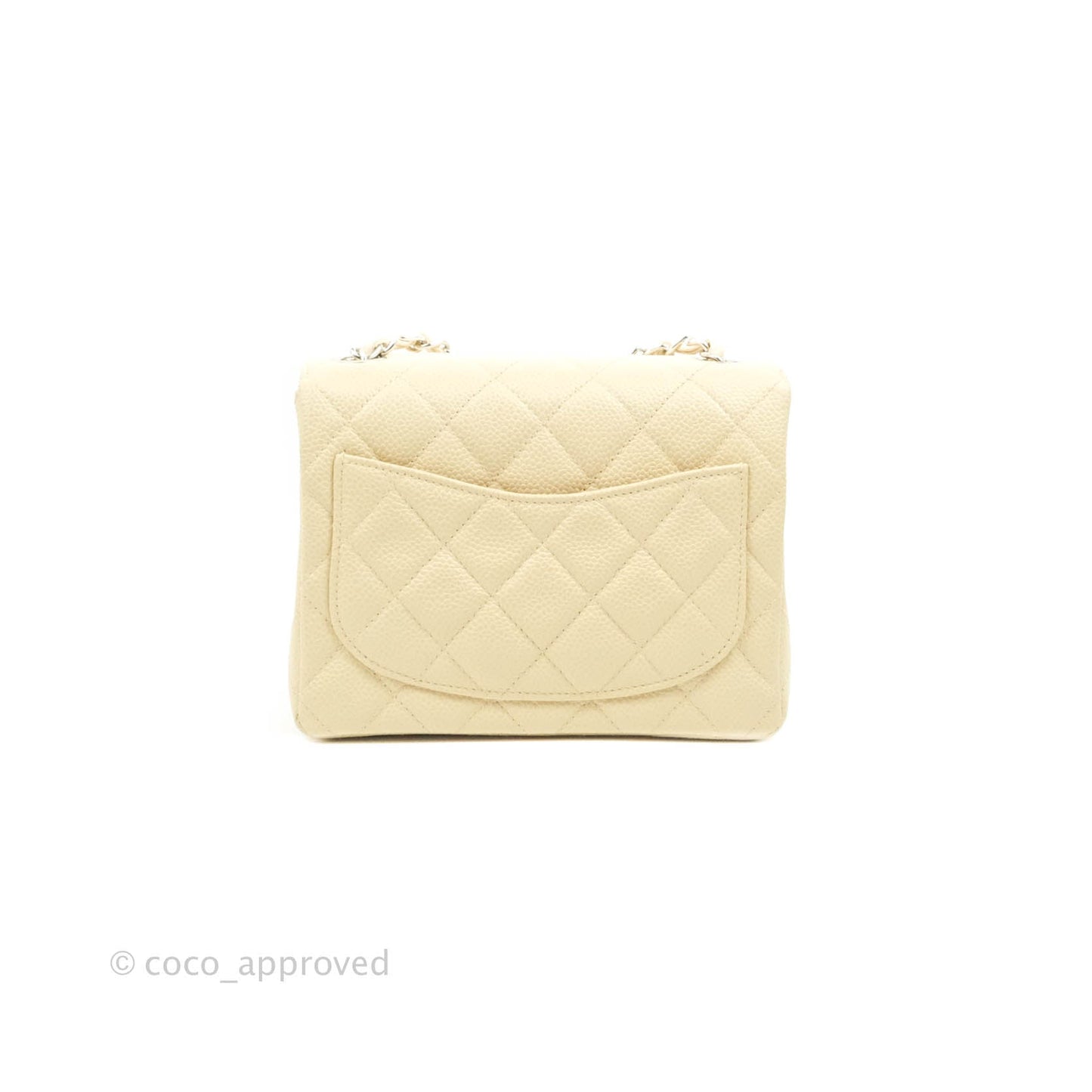 Chanel Vintage Quilted Mini Square Flap Pale Beige Caviar Silver Hardware