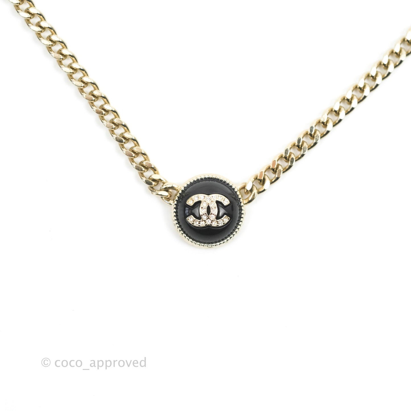 Chanel CC Round Crystal Choker Gold Tone 22C