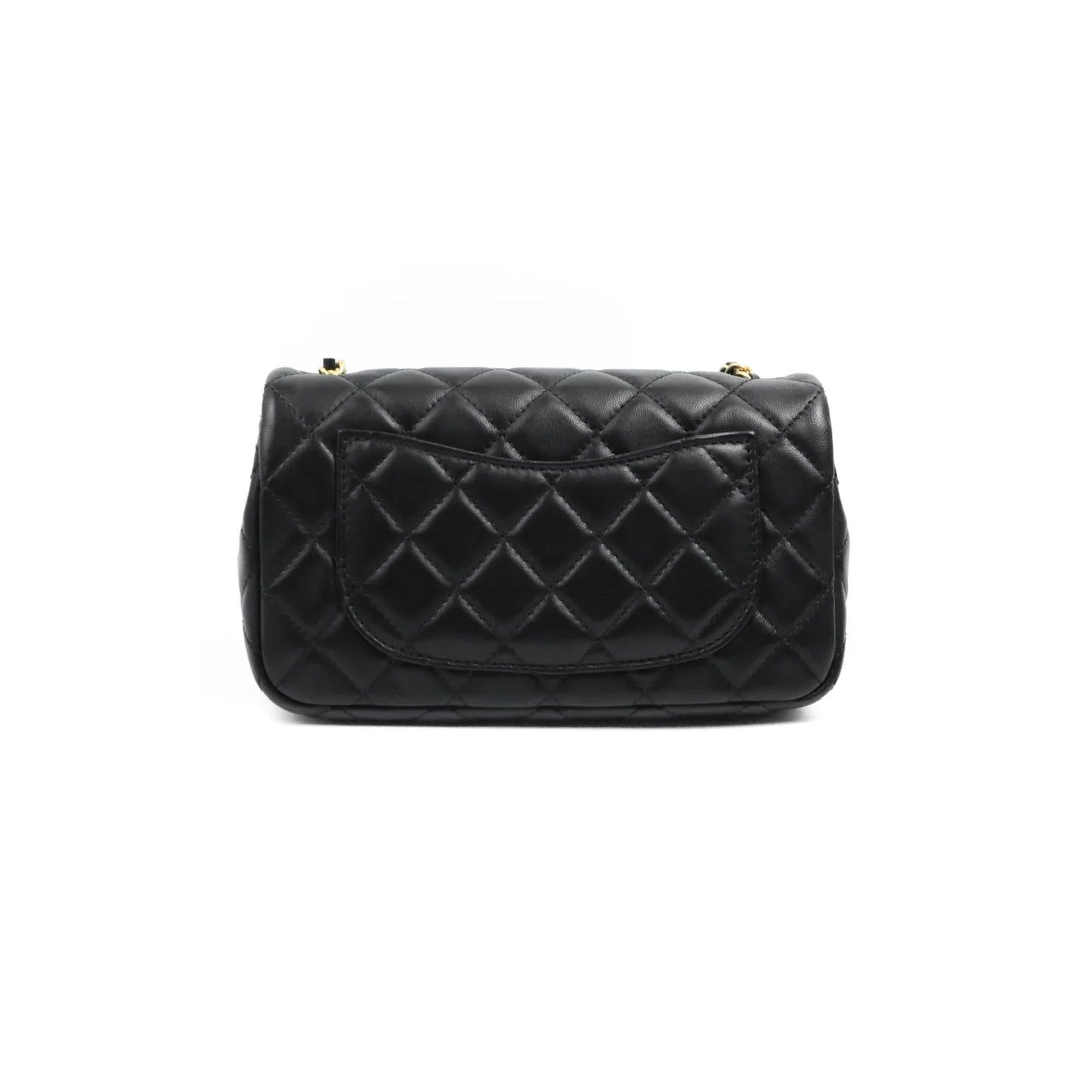 Chanel Mini Rectangular Pearl Crush Quilted Black Lambskin Aged Gold Hardware