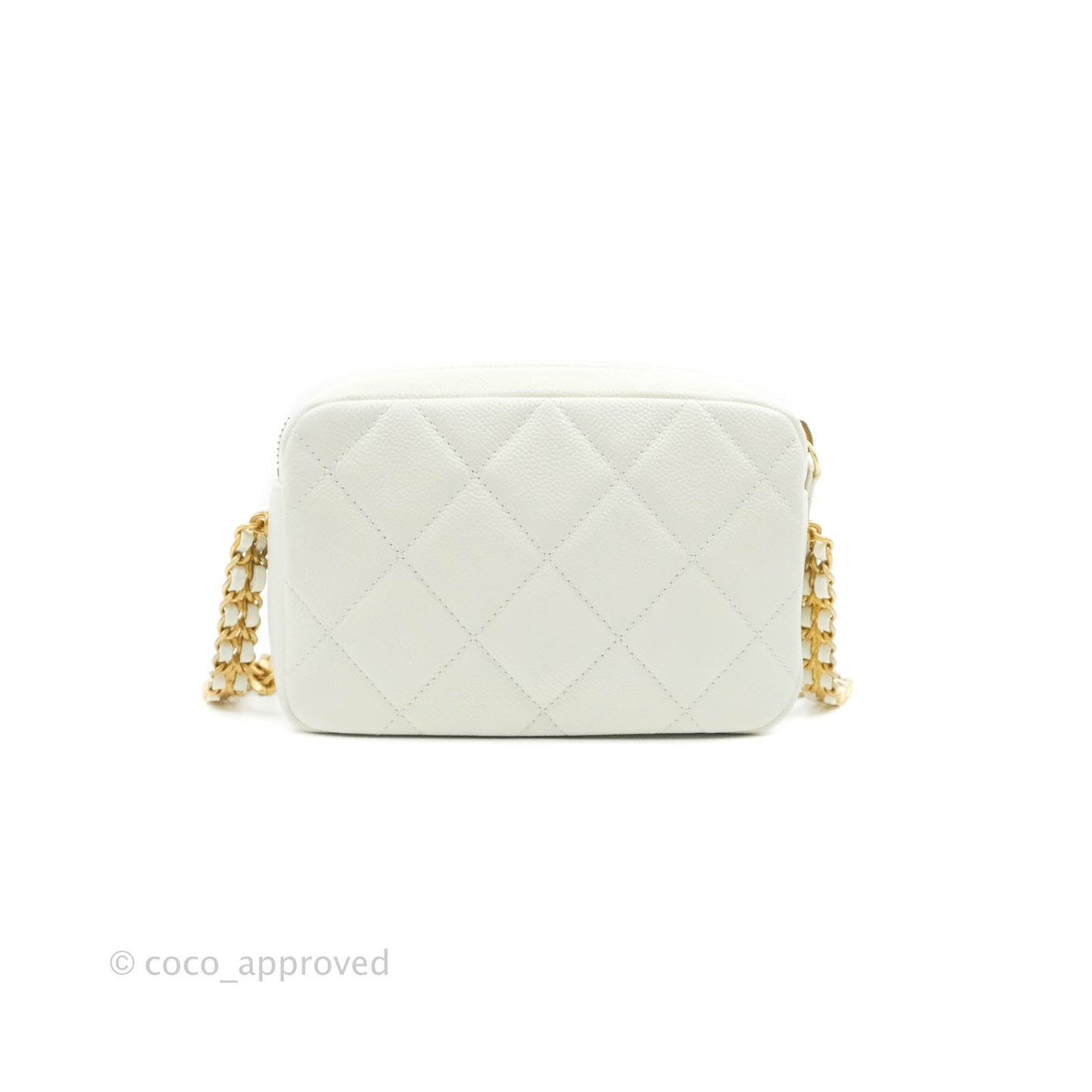 Chanel Melody Camera Bag White Caviar Gold Hardware 22S