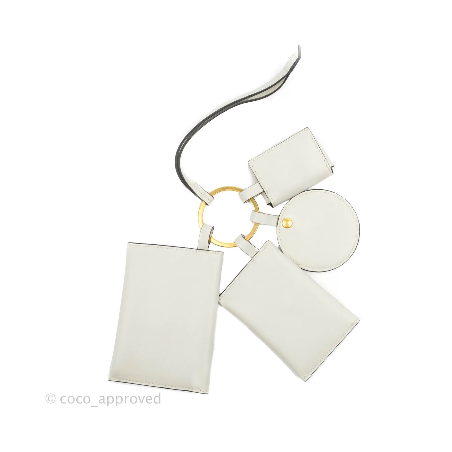 Celine Multi Key Ring Coin Card Case Light Grey Calfskin
