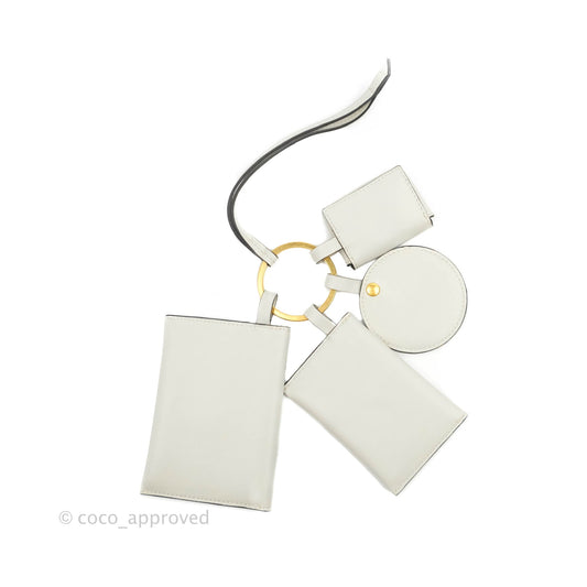 Celine Multi Key Ring Coin Card Case Light Grey Calfskin