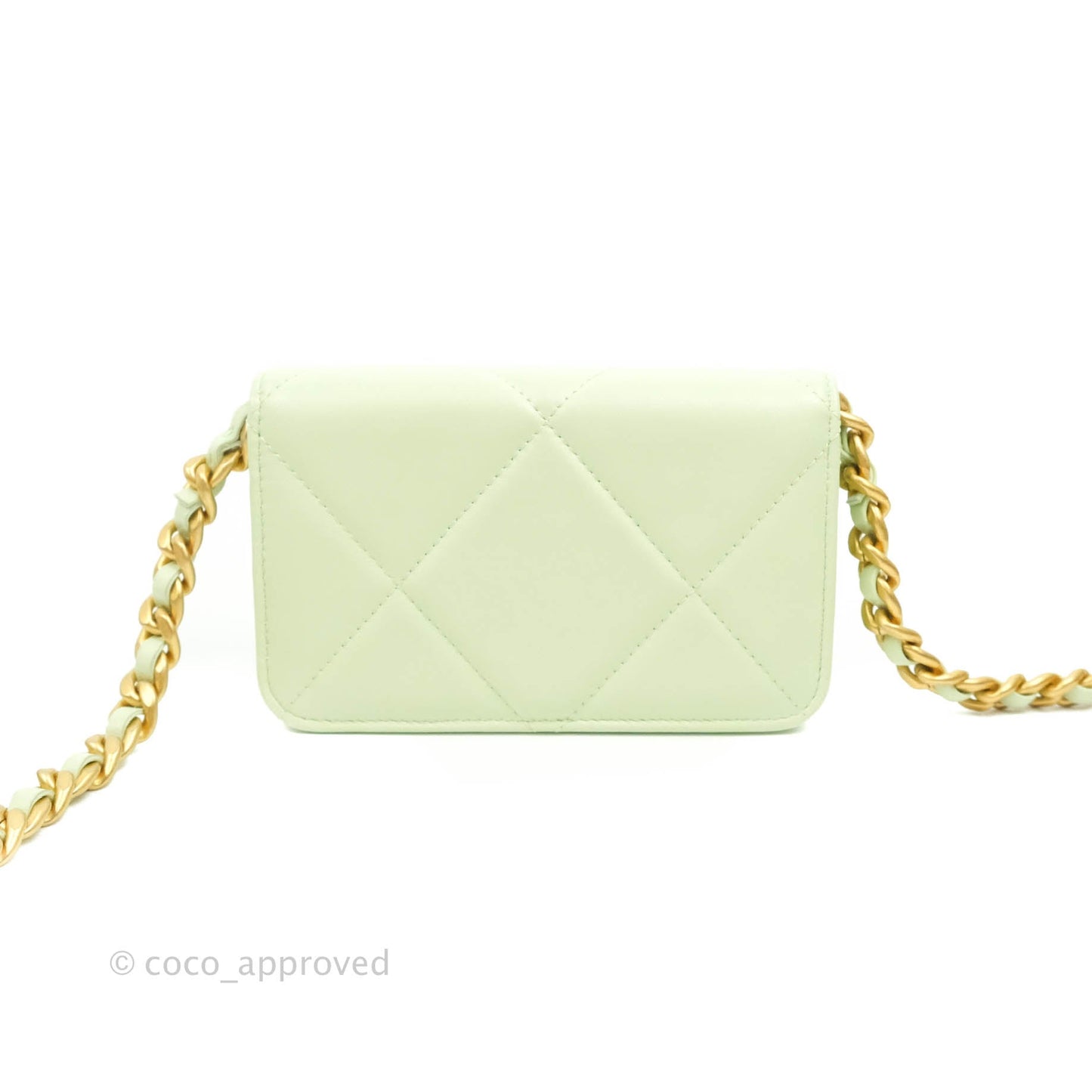 Chanel 19 Mini Clutch with Chain Light Green Lambskin Mixed Hardware 22C