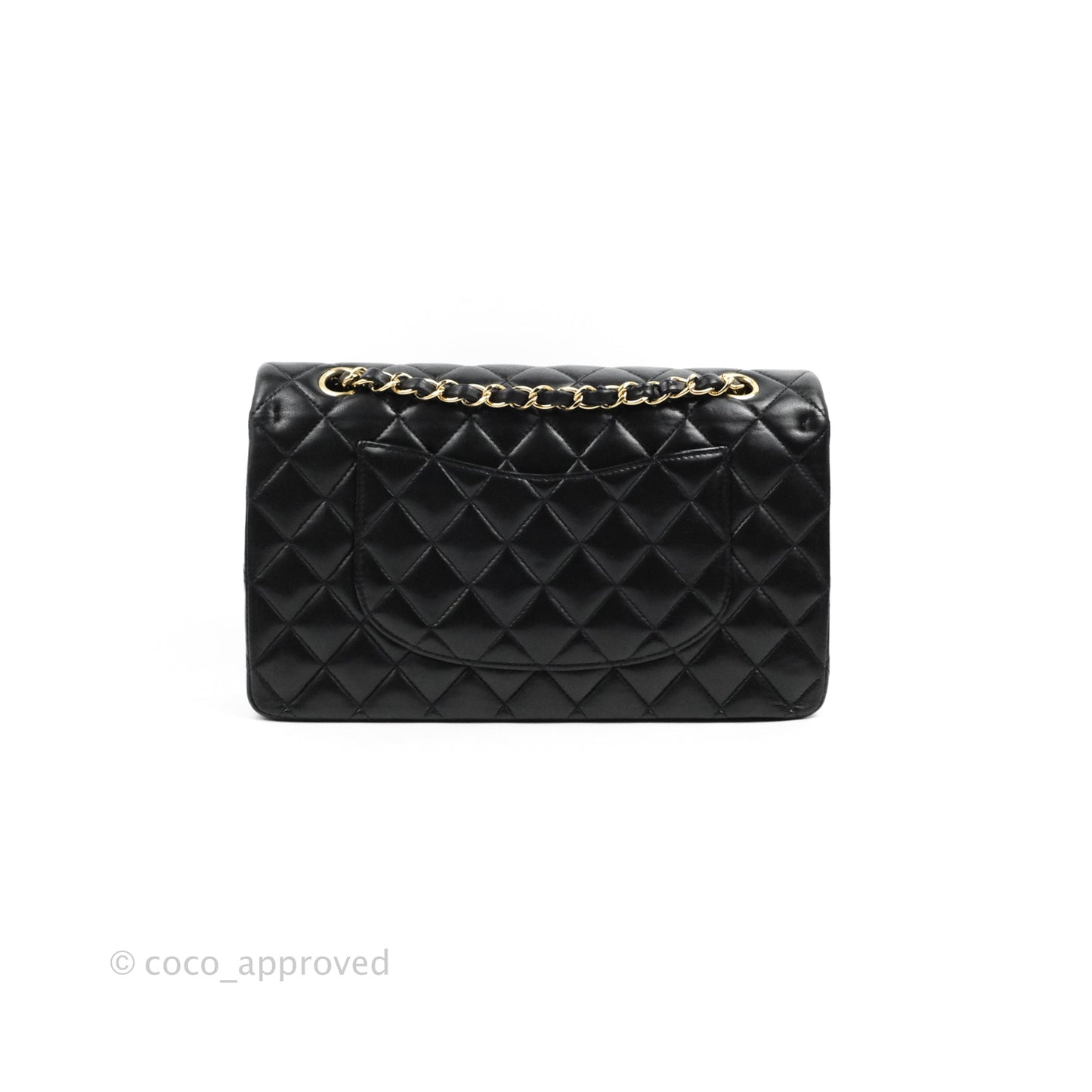Chanel Classic M/L Medium Double Flap Black Lambskin Gold Hardware