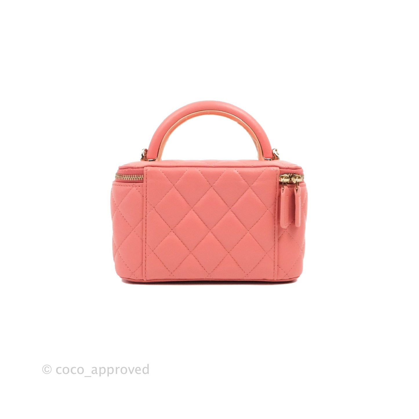 Chanel Vanity Rectangular Top Handle Pink Lambskin Gold Hardware