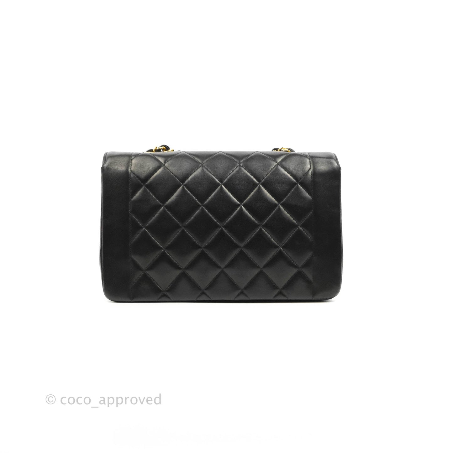 Chanel Vintage Quilted Medium Classic Diana Flap Bag Black Lambskin 24K Gold Hardware