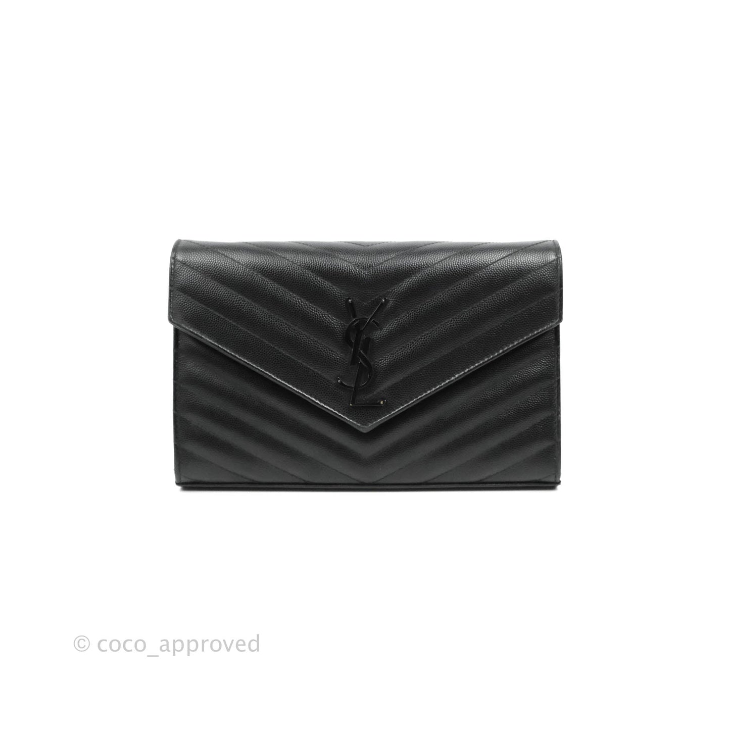 Saint Laurent Wallet on Chain Large Black Grained Leather So Black