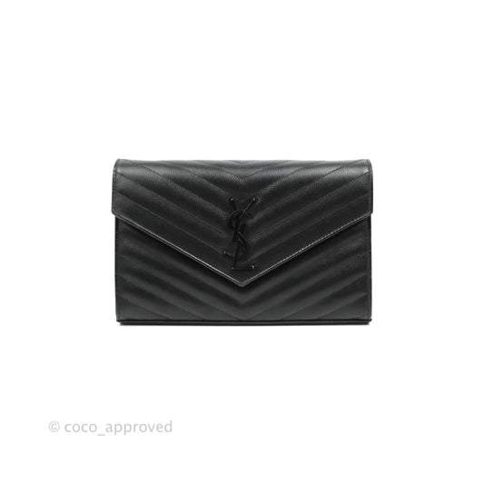 Saint Laurent Wallet on Chain Large Black Grained Leather So Black