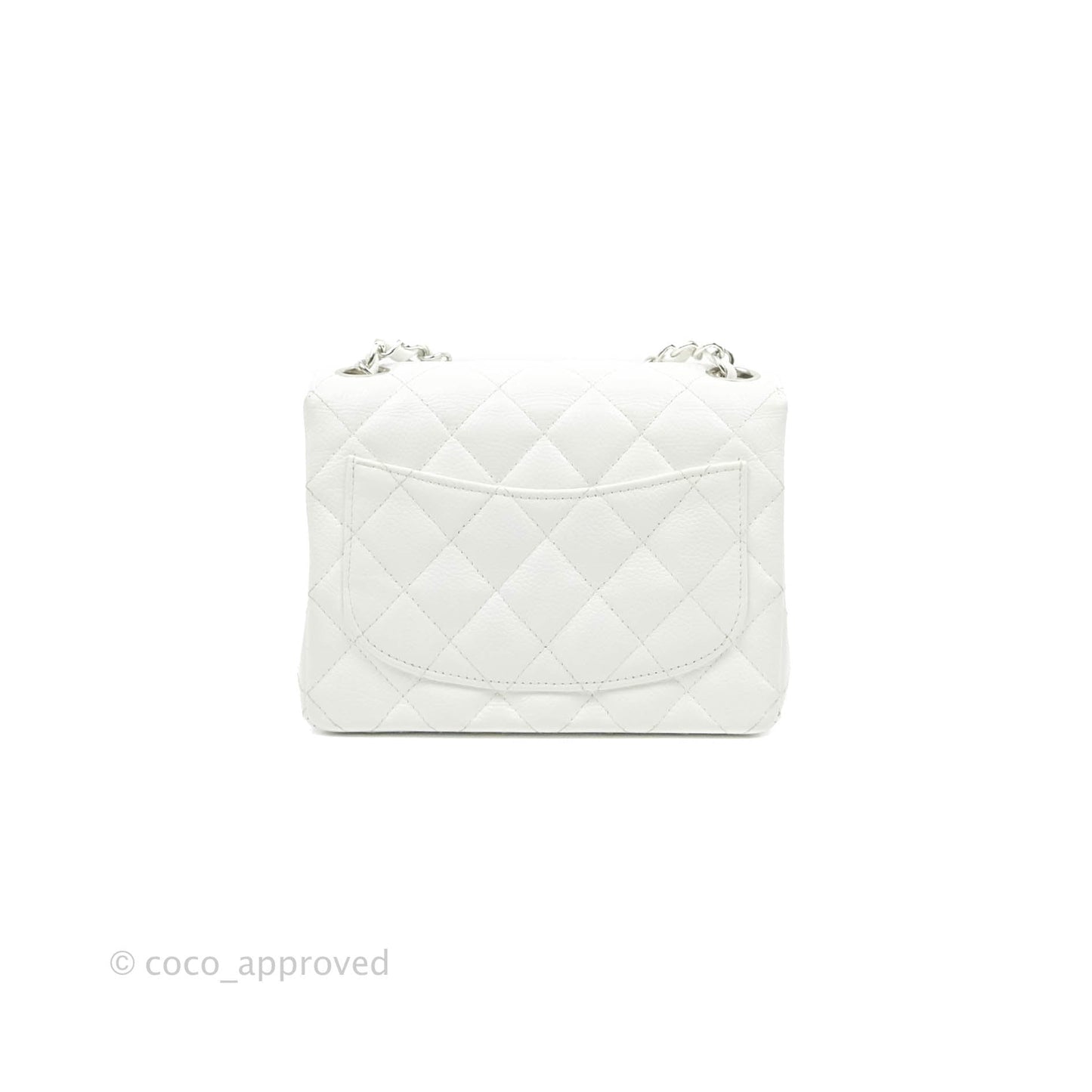 Chanel Quilted Vintage Mini Square Flap White Caviar Silver Hardware