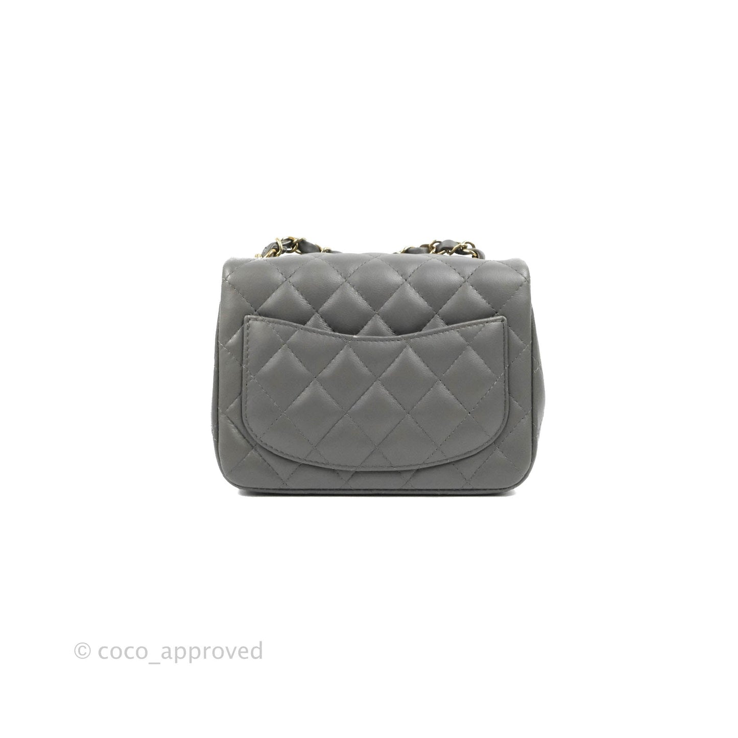 Chanel Quilted Mini Square Grey Lambskin Gold Hardware
