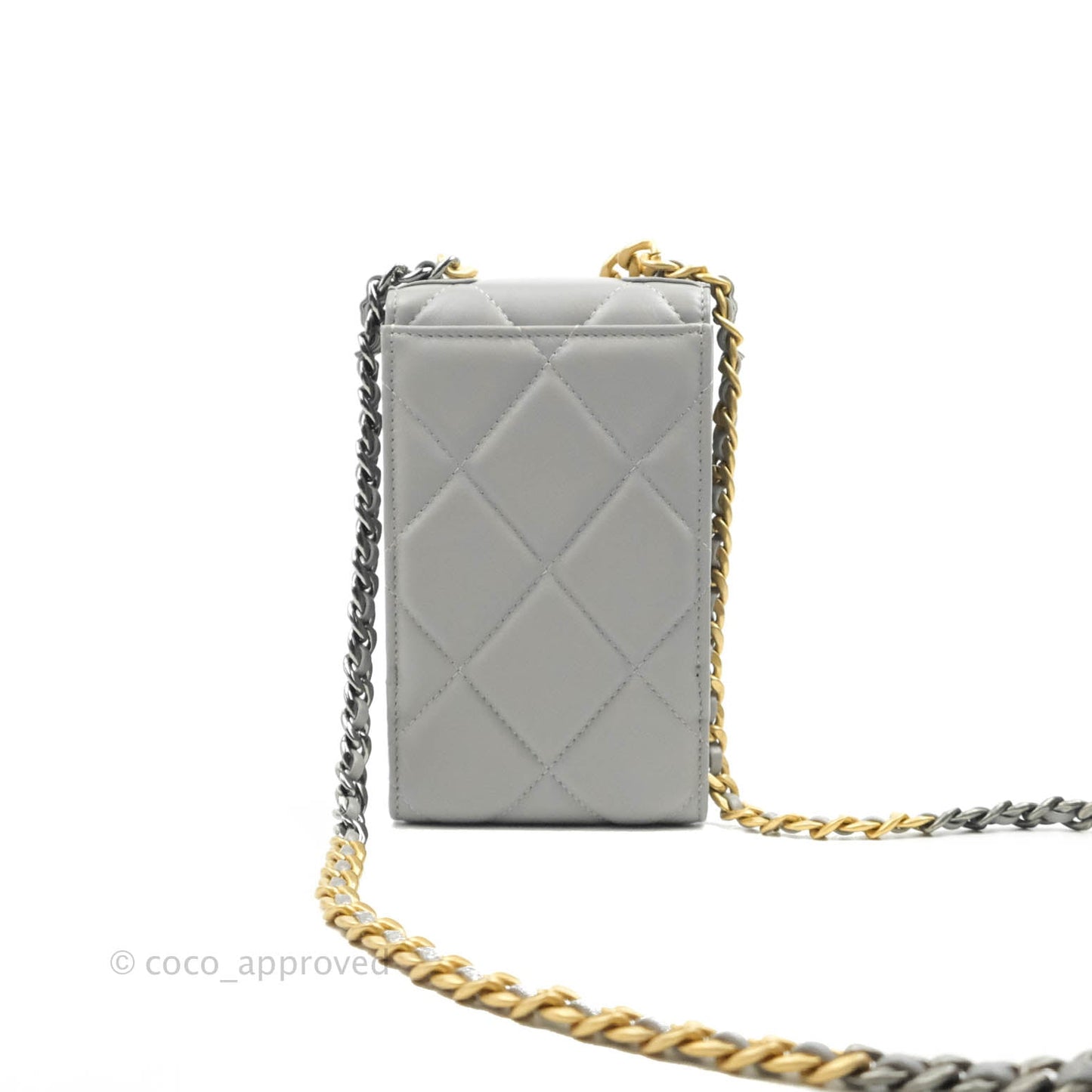 Chanel 19 Phone Holder Grey Mixed Hardware