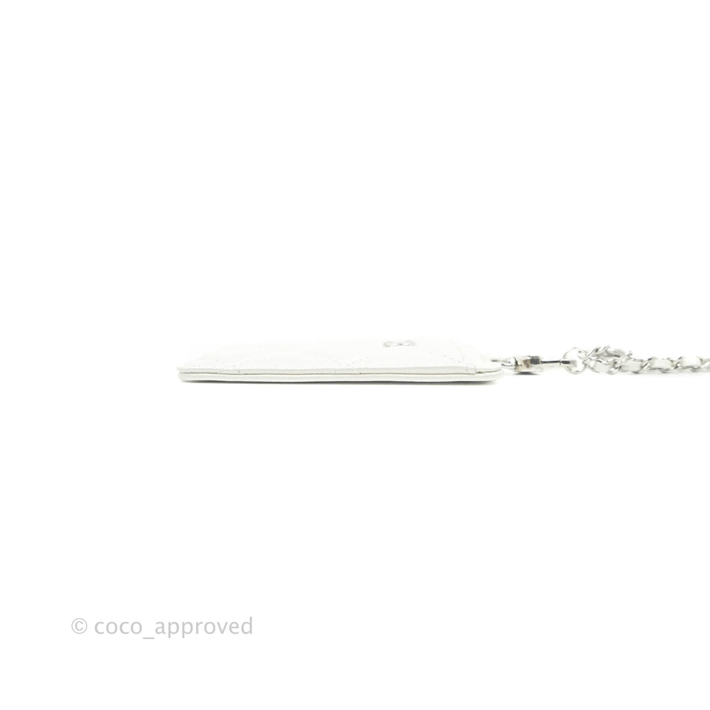 Chanel Classic Chain Card Holder Iridescent White Lambskin Silver Hardware