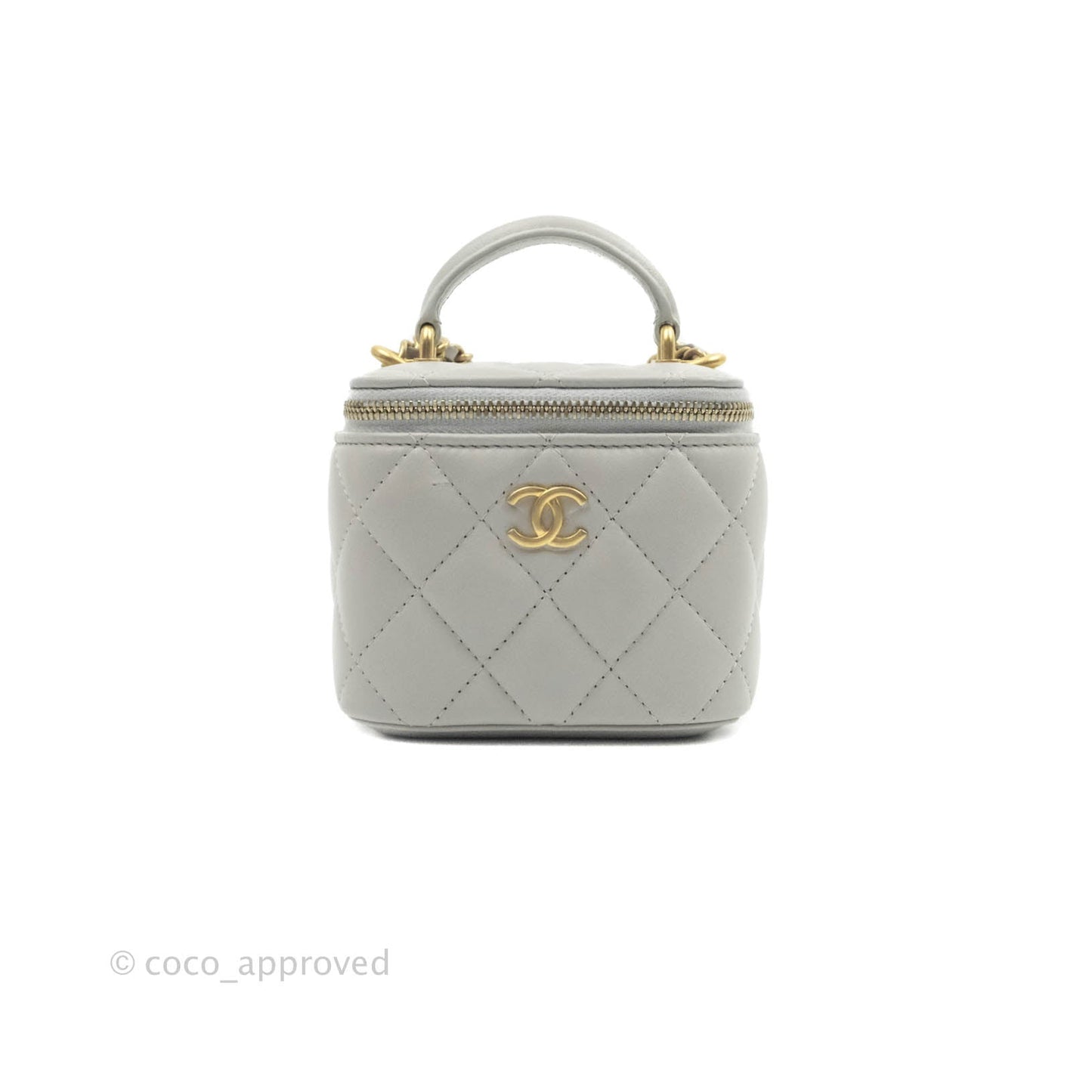 Chanel Small Vanity With Chain Grey Lambskin Aged Gold Hardware