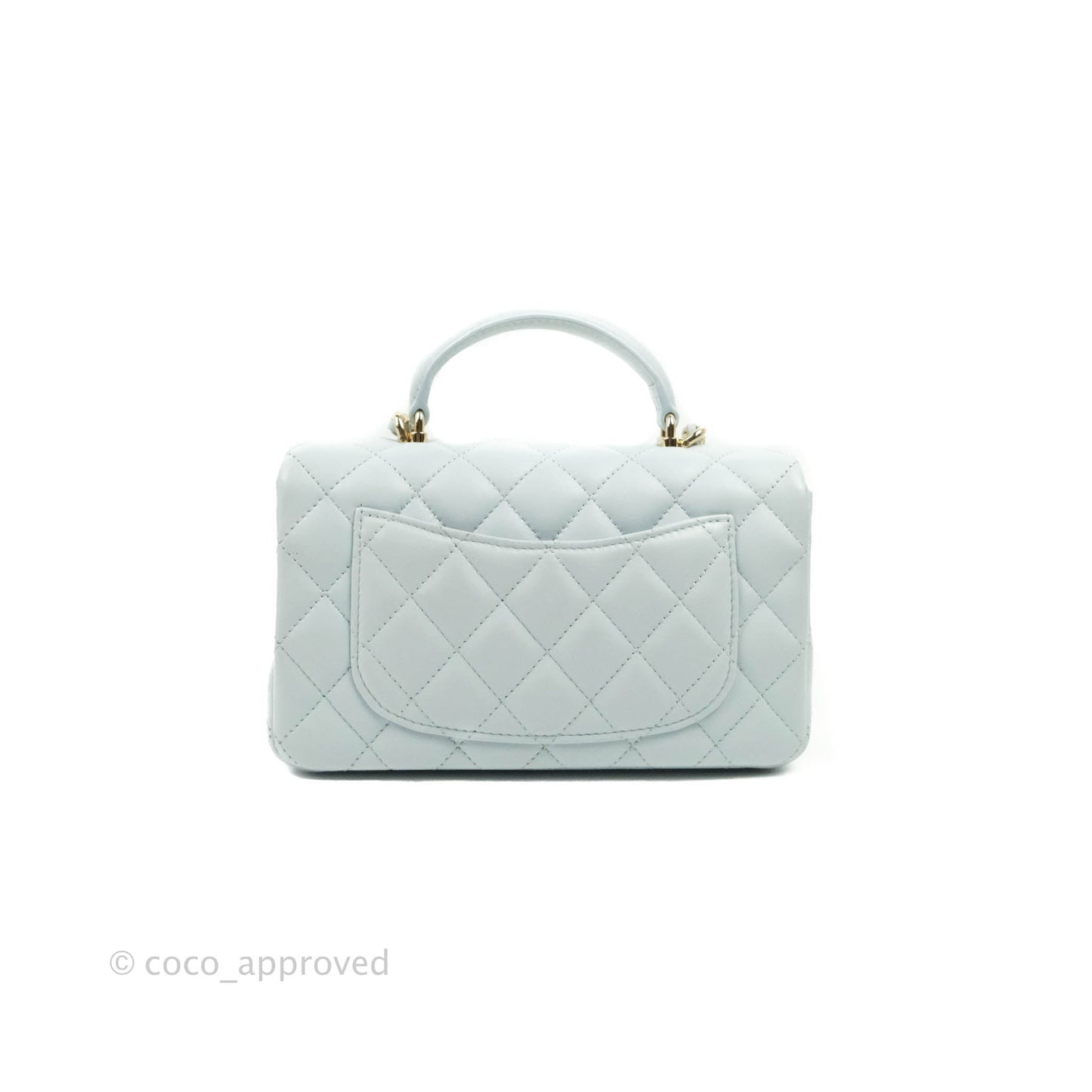 Chanel Top Handle Mini Rectangular Flap Bag Light Blue Lambskin Gold Hardware