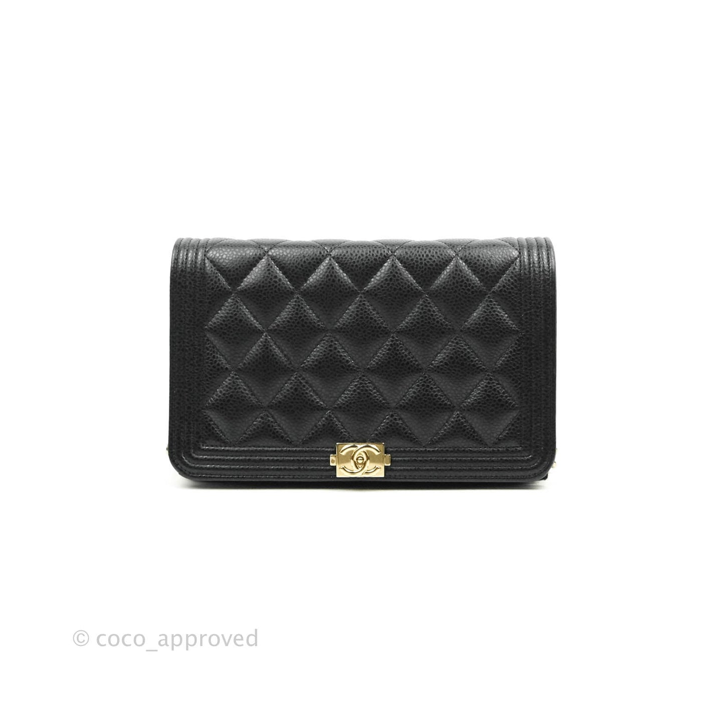 Chanel Quilted Boy Wallet on Chain WOC Black Caviar Gold Hardware