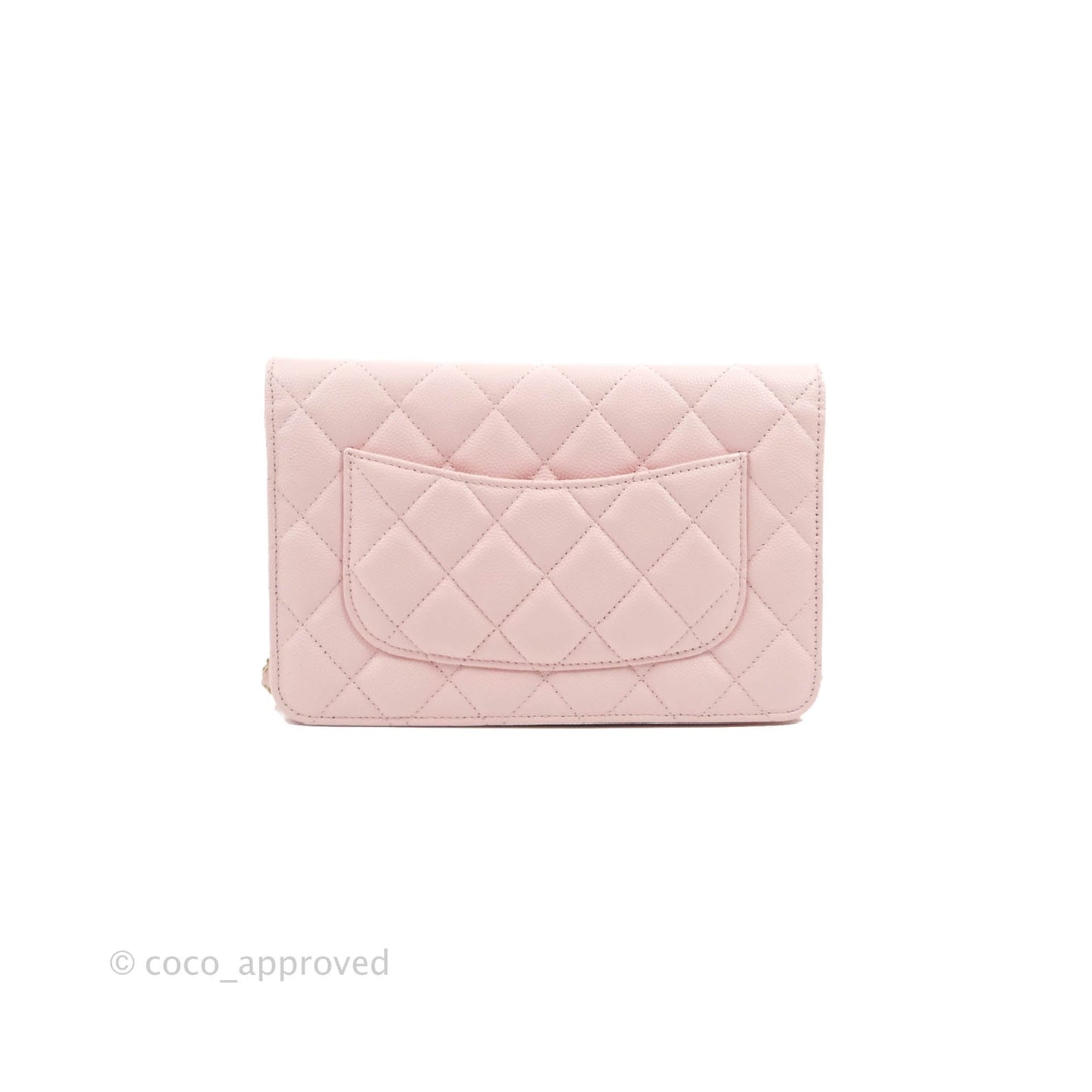 Chanel Quilted Classic Wallet on Chain WOC Light Pink Caviar Gold Hardware 22S