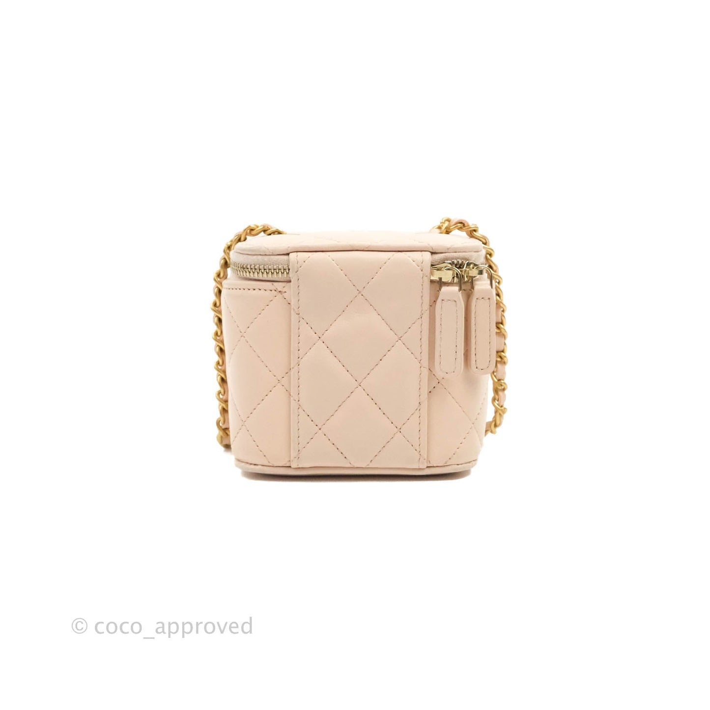 Chanel Classic Mini Pearl Crush Vanity With Chain Light Pink Lambskin Aged Gold Hardware
