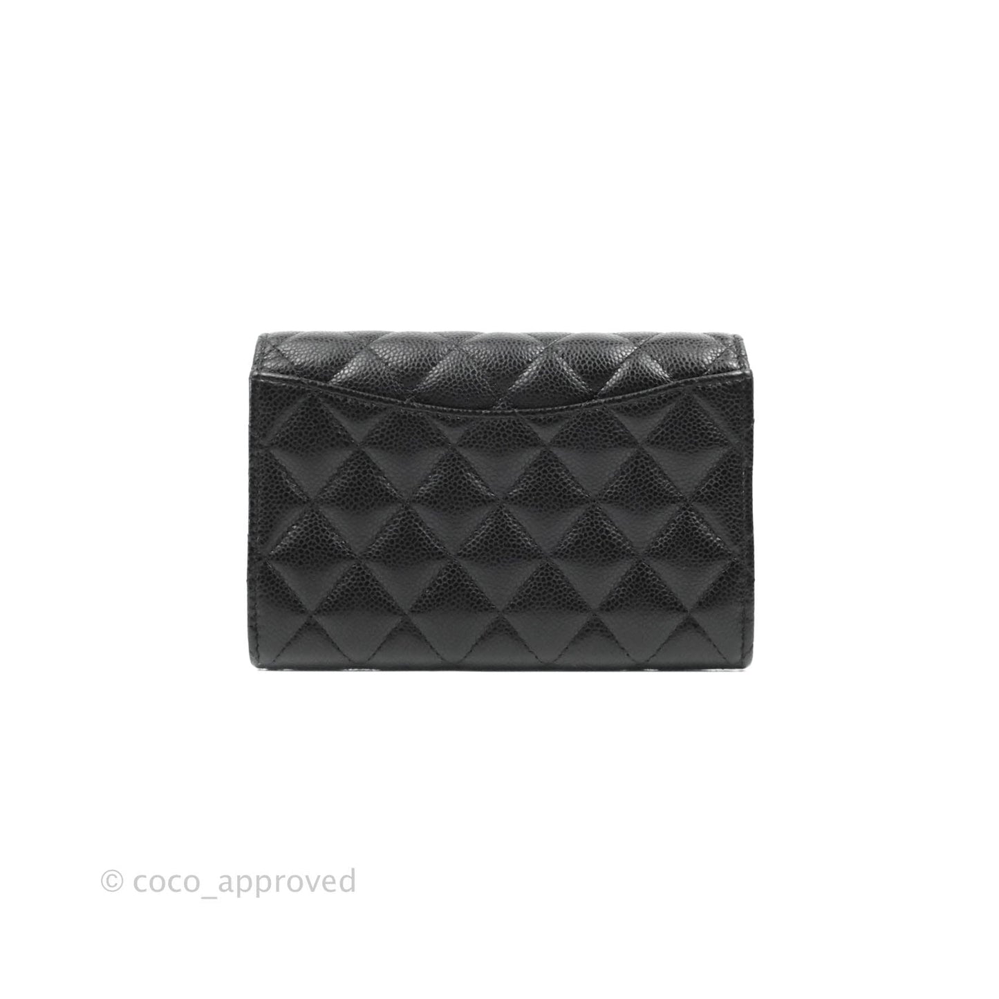 Chanel Classic Quilted Medium Flap Wallet Black Caviar Silver Hardware