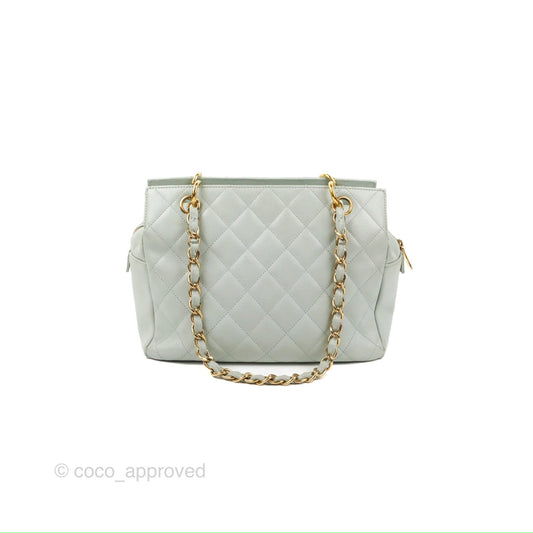 Chanel PTT Petite Timeless Shopping Tote Bag Light Tiffany Blue Caviar Gold Hardware
