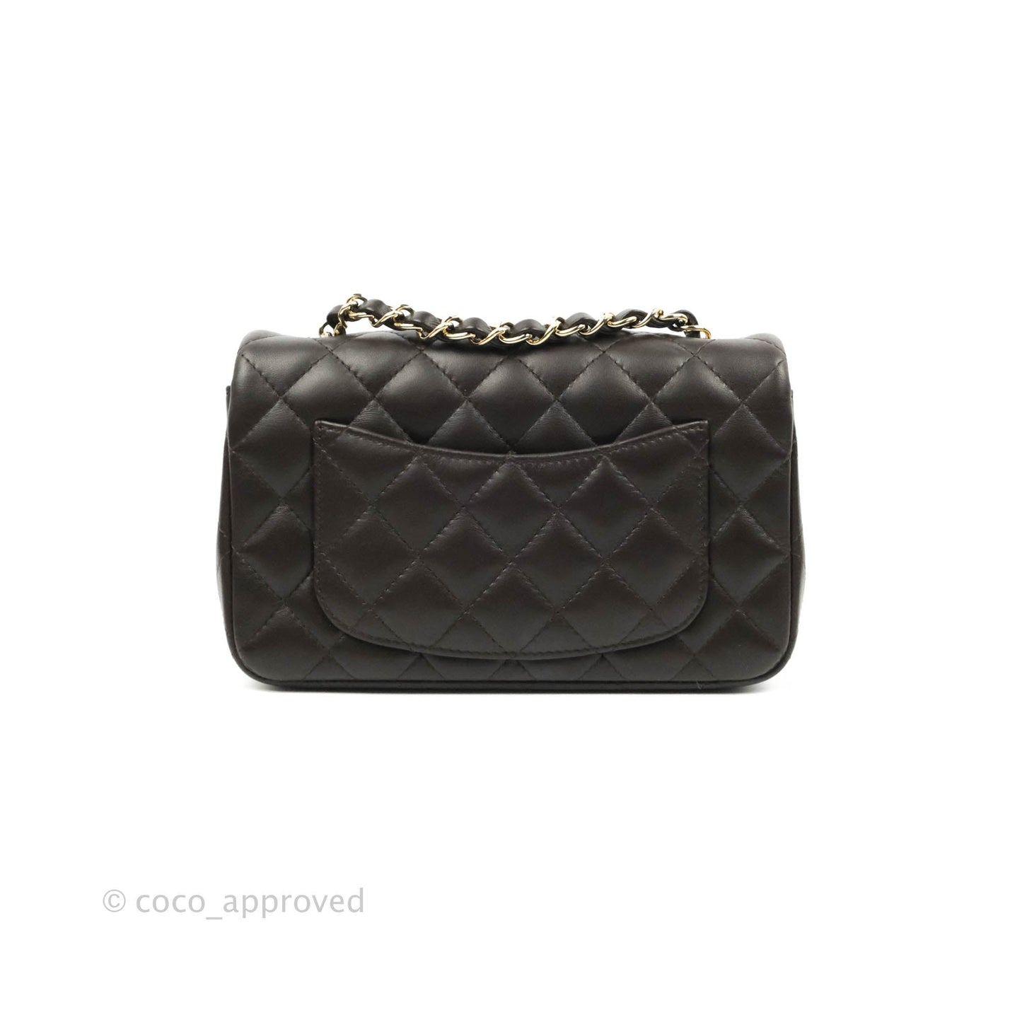 Chanel Quilted Mini Rectangular Chocolate Brown Lambskin Gold Hardware