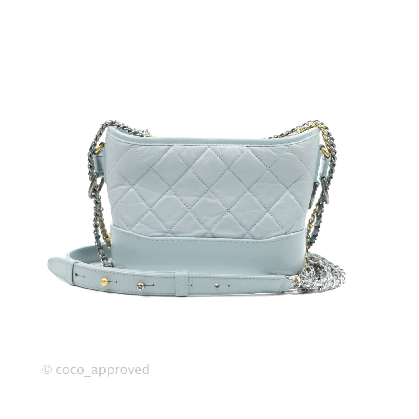 Chanel Small Gabrielle Hobo Light Blue Grey Aged Calfskin Mixed Hardware