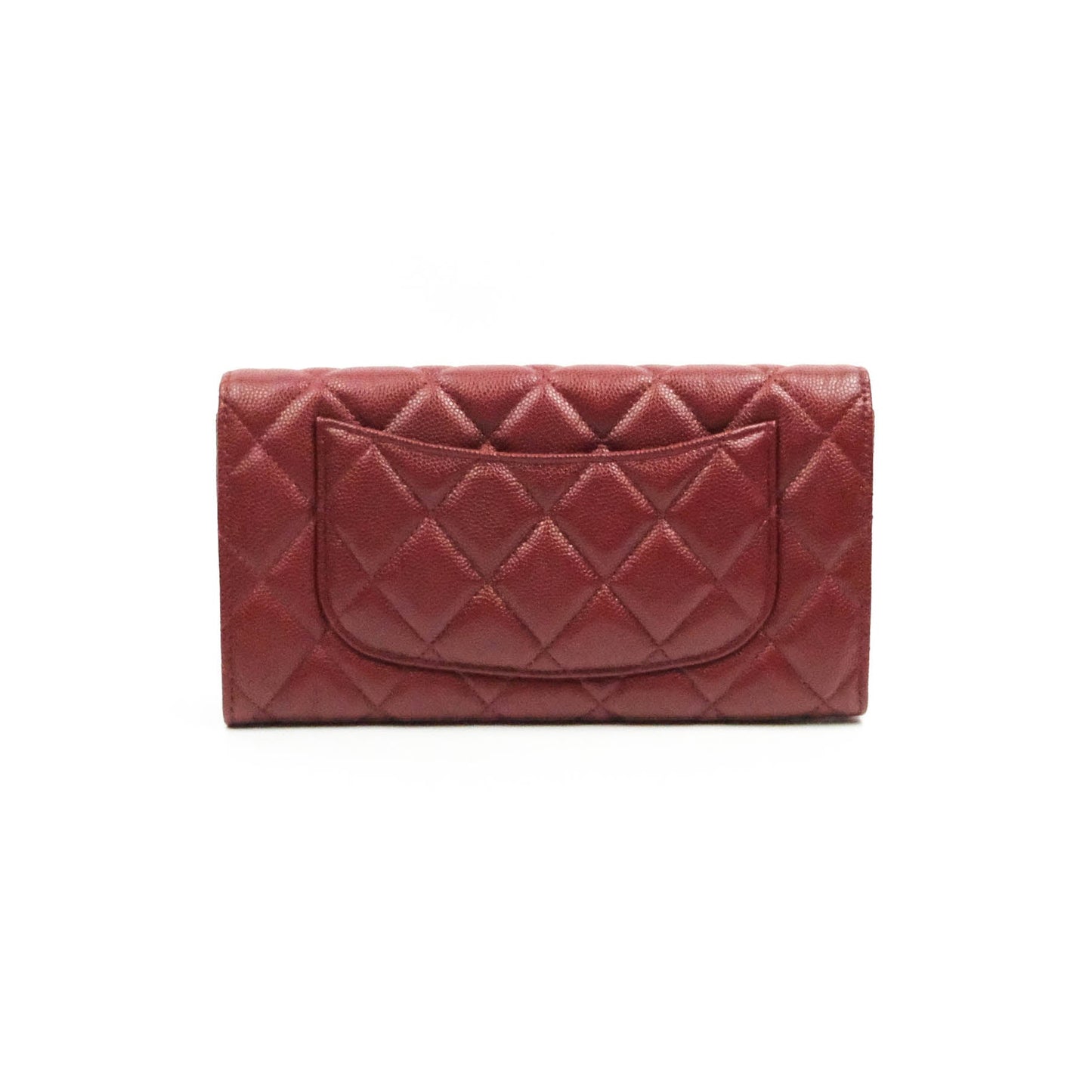 Chanel Caviar Quilted Long Flap Wallet Burgundy Caviar Gold Hardware