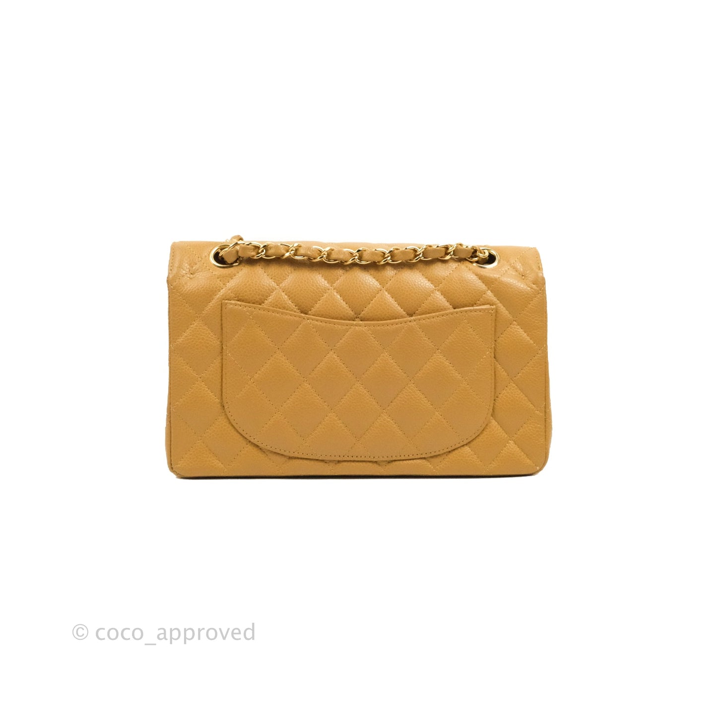Chanel S/M Small Classic Quilted Flap Dark Beige Caviar 24K Gold Hardware