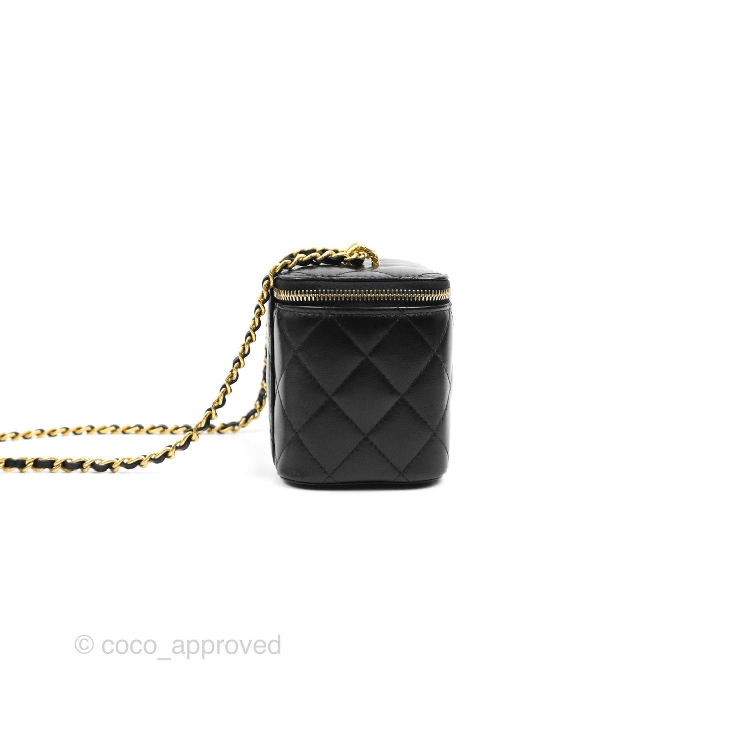 Chanel Vanity with Double Chain Black Shiny Lambskin 23C