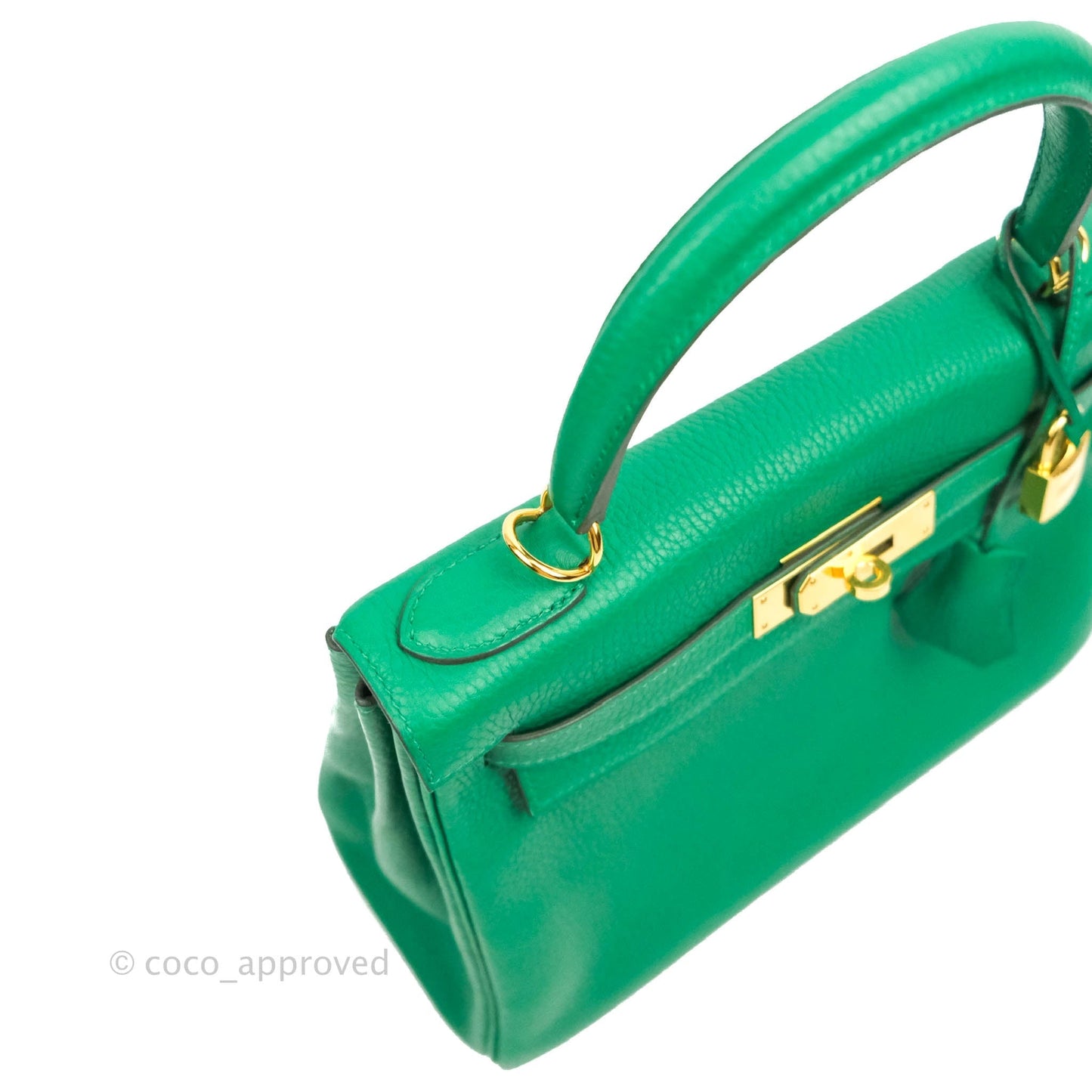 Hermès Retourne Taurillon Kelly 28 Vert Vertigo Clemence Gold Hardware