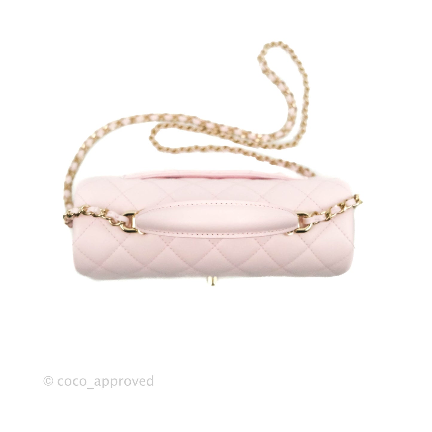 Chanel Top Handle Mini Rectangular Flap Bag Light Pink Lambskin Gold Hardware 22P