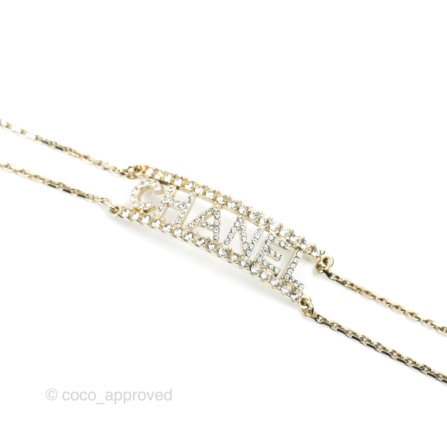 Chanel Crystal Logo Gold Chain Choker 22S