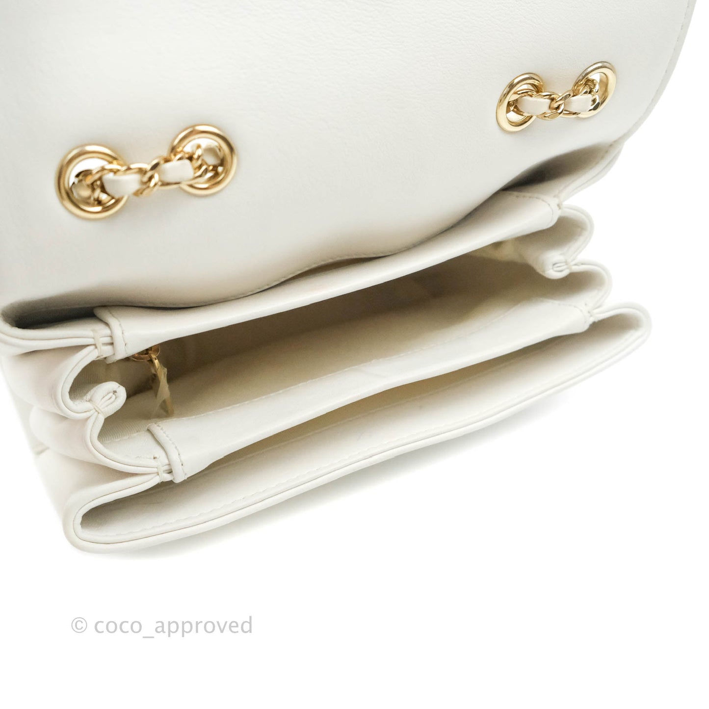 Chanel Flap Bag White Calfskin Gold Hardware 19S
