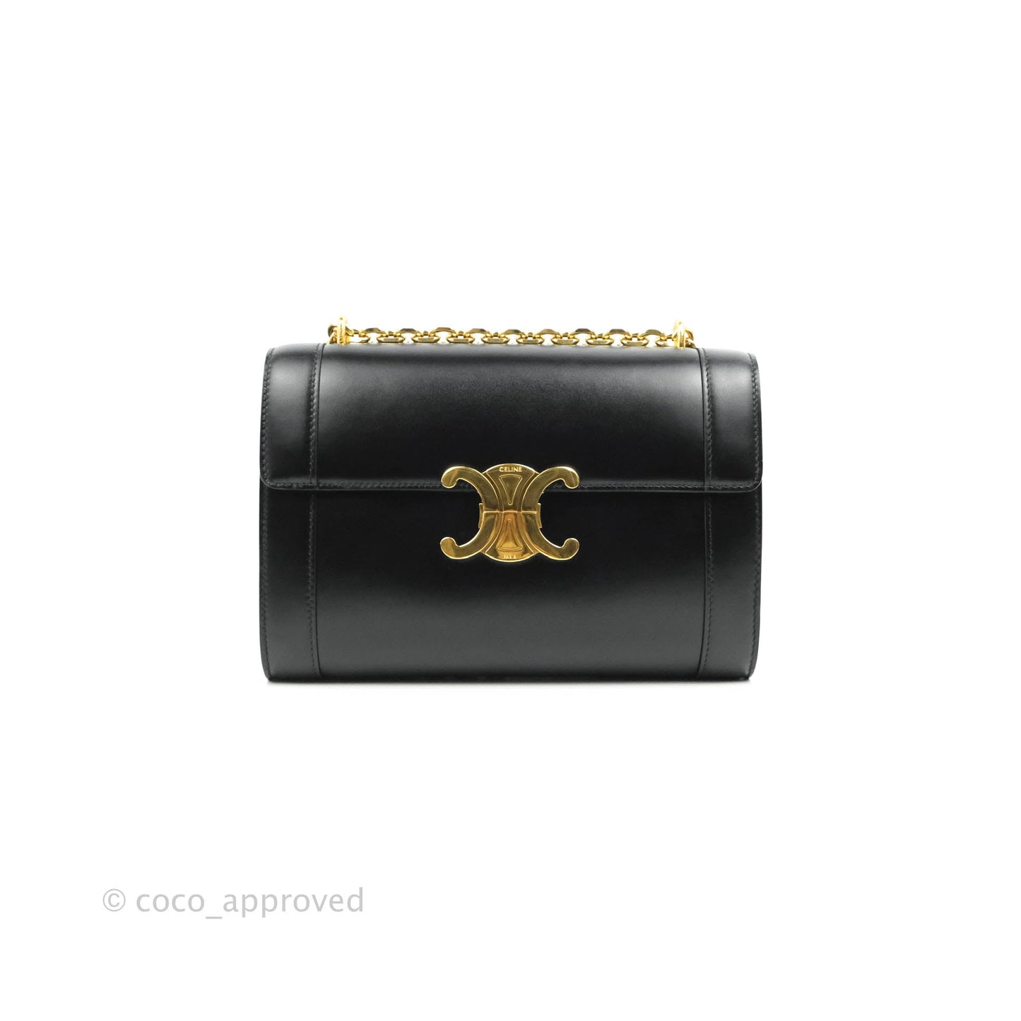 Celine Chain Bag Triomphe in Black Calfskin