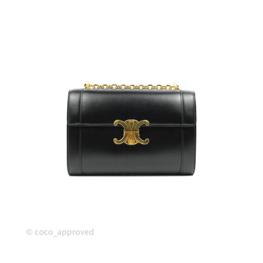 Celine Chain Bag Triomphe in Black Calfskin