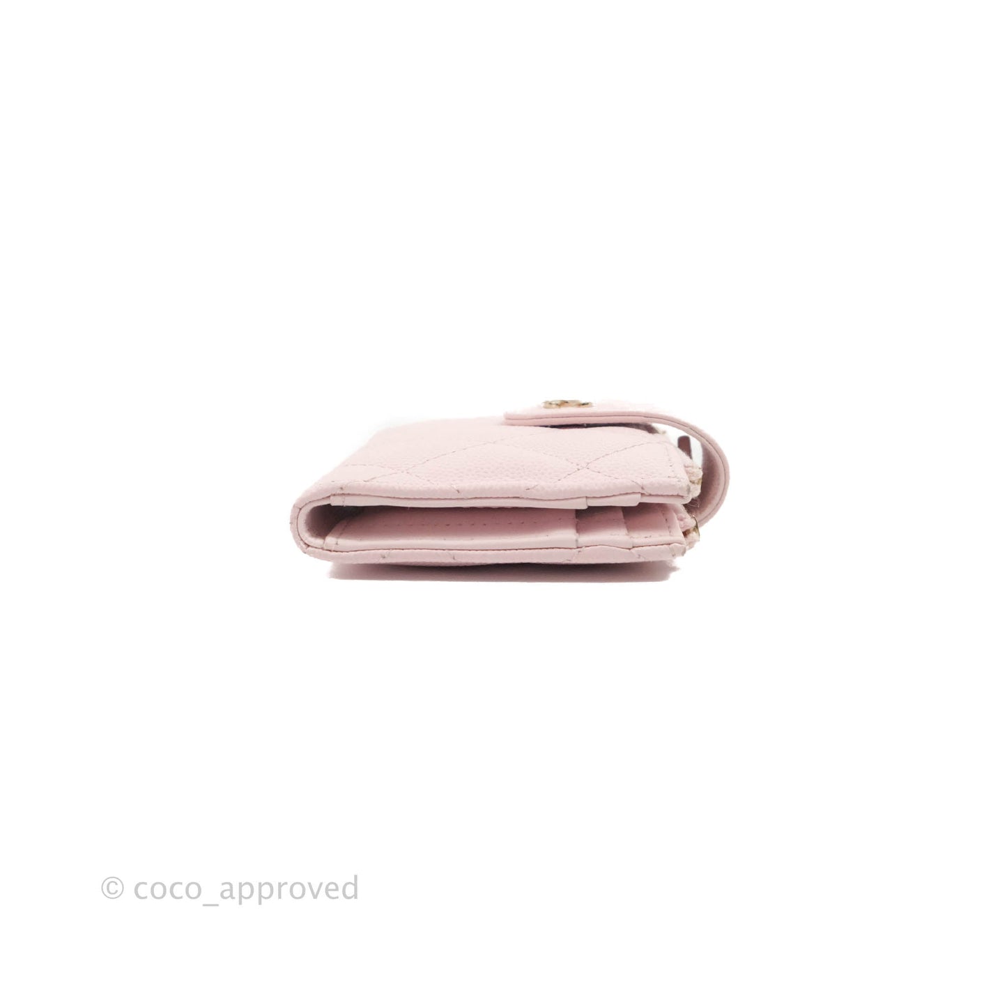 Chanel Folded Double Zip Coin Case Card Pink Caviar Gold Hardware