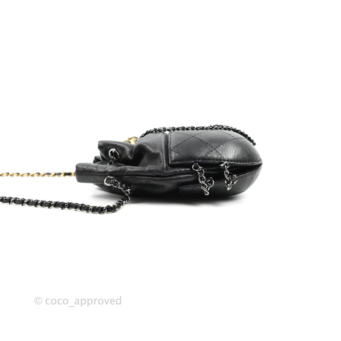 Chanel Small Gabrielle Drawstring Bag Black Calfskin