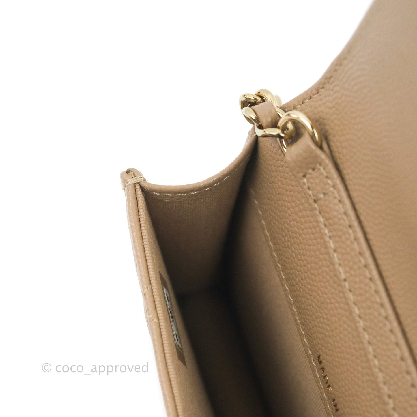 Chanel Mini Clutch With Chain Dark Beige Caviar Gold Hardware