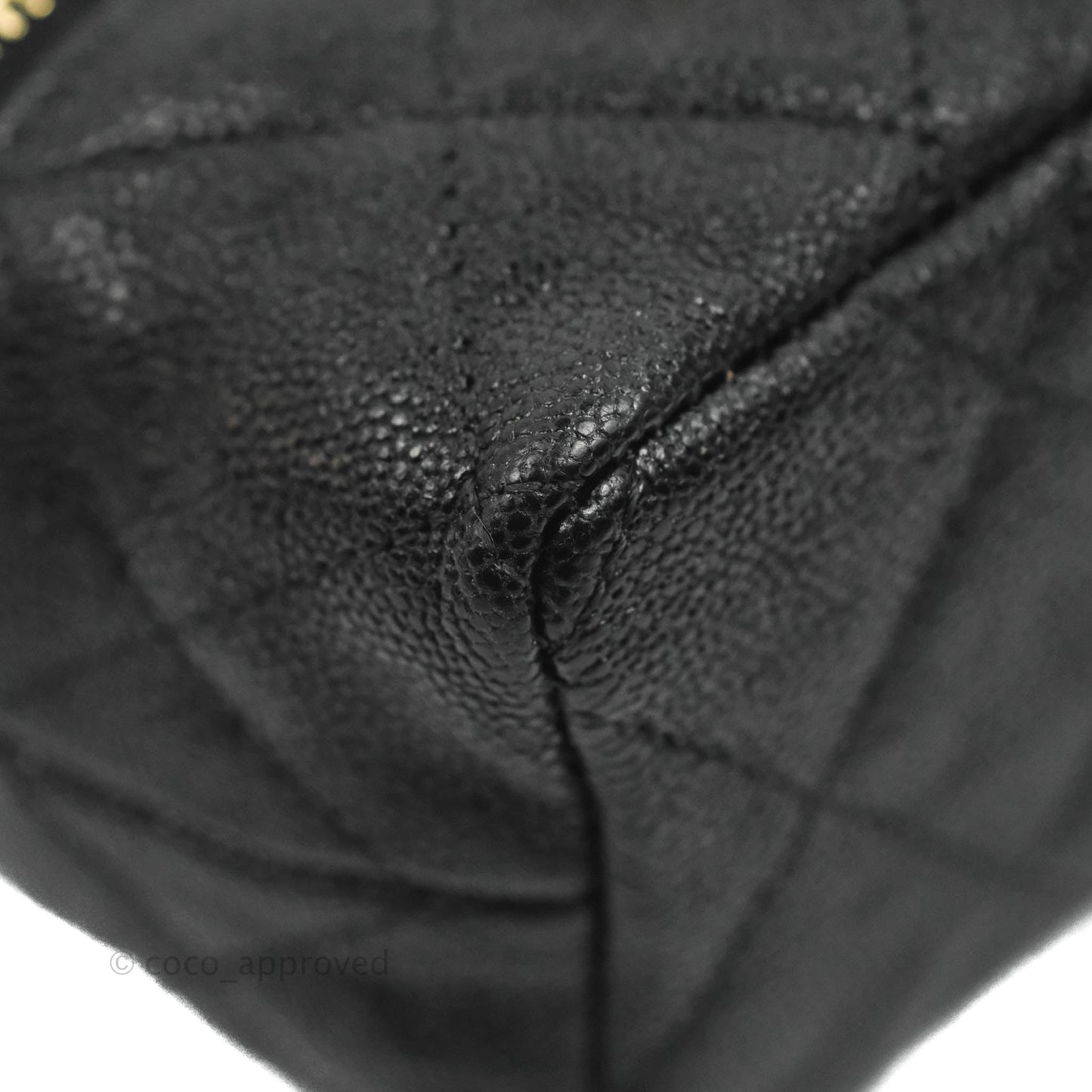 Chanel Quilted Mini Top Handle Vanity With Chain Black Caviar Aged Gold Hardware