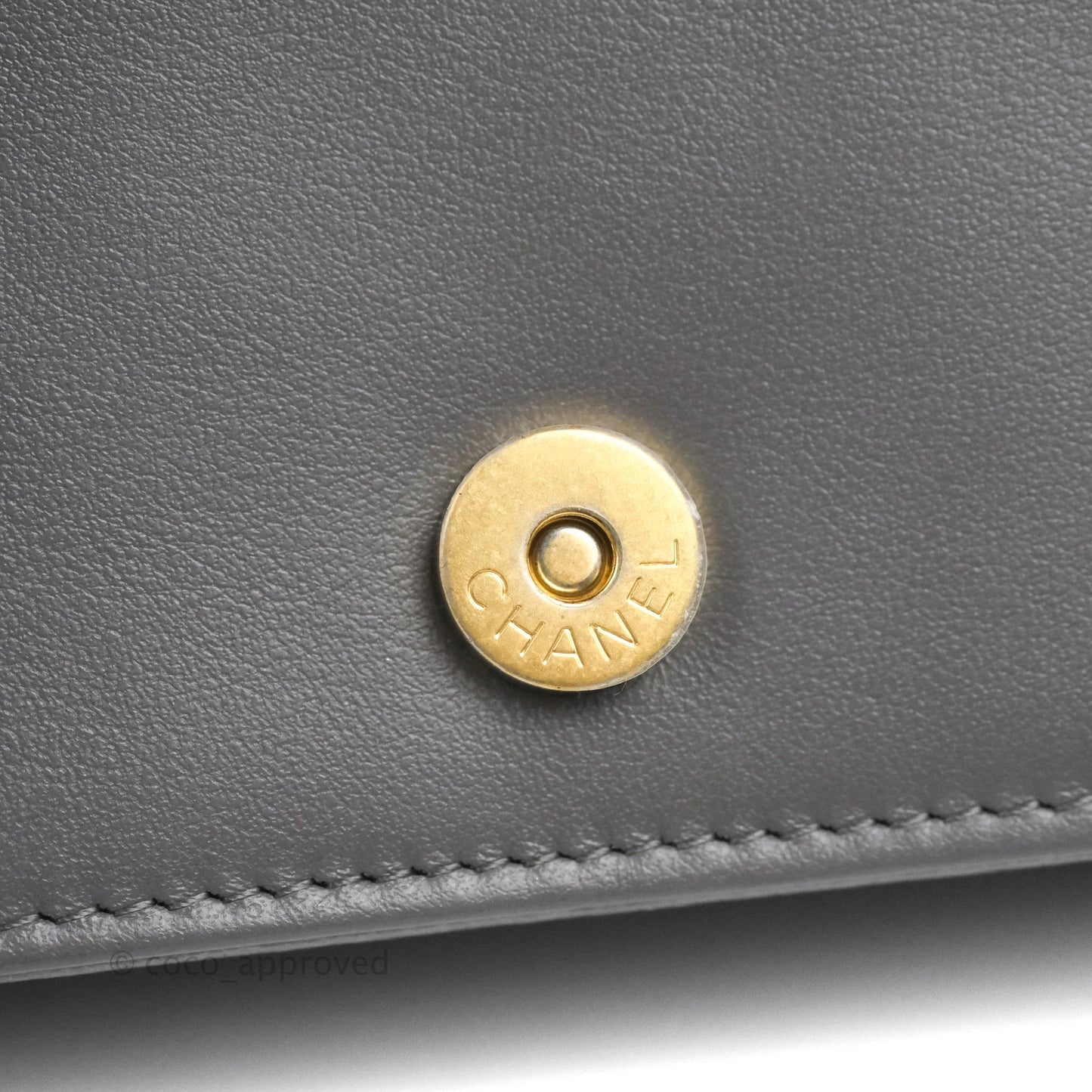 Chanel Quilted Mini Boy Wallet on Chain WOC Dark Grey Caviar Aged Gold Hardware