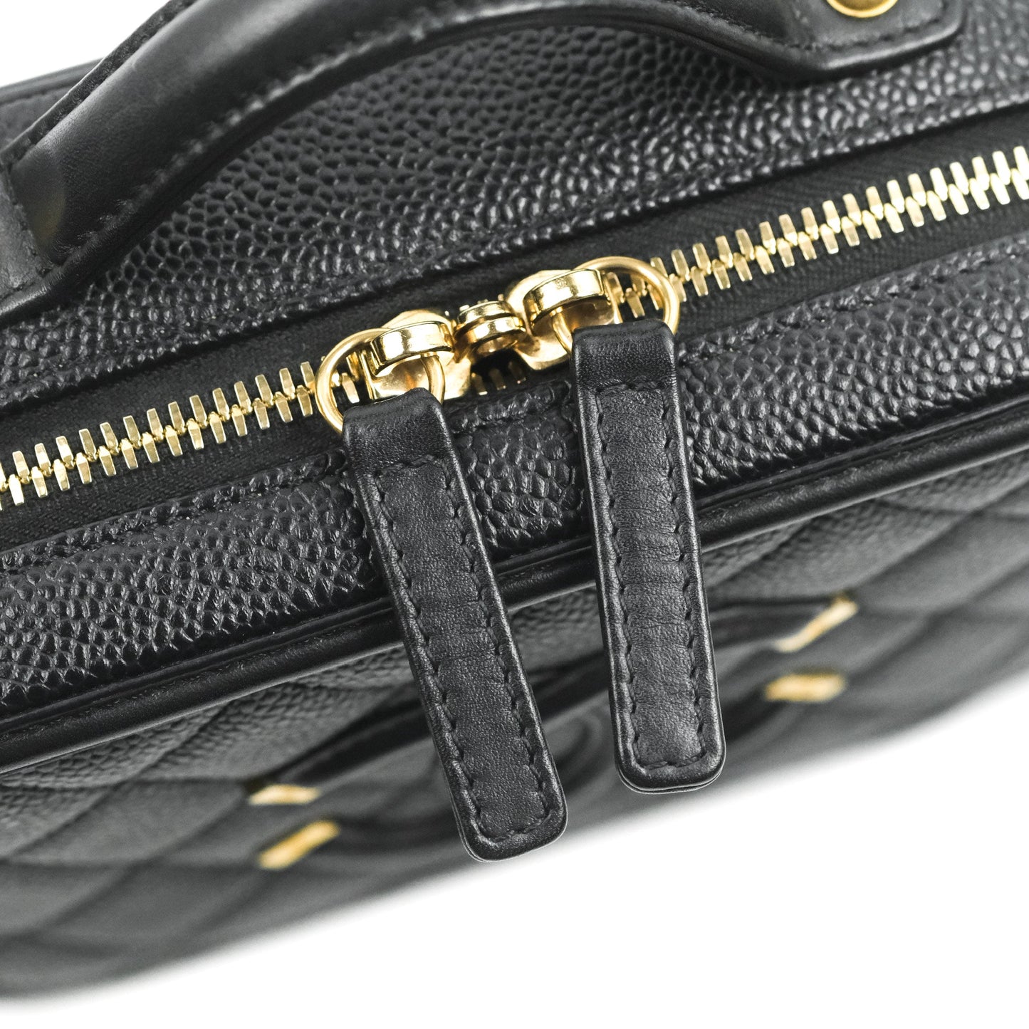 Chanel Quilted Small CC Filigree Vanity Case Black Caviar