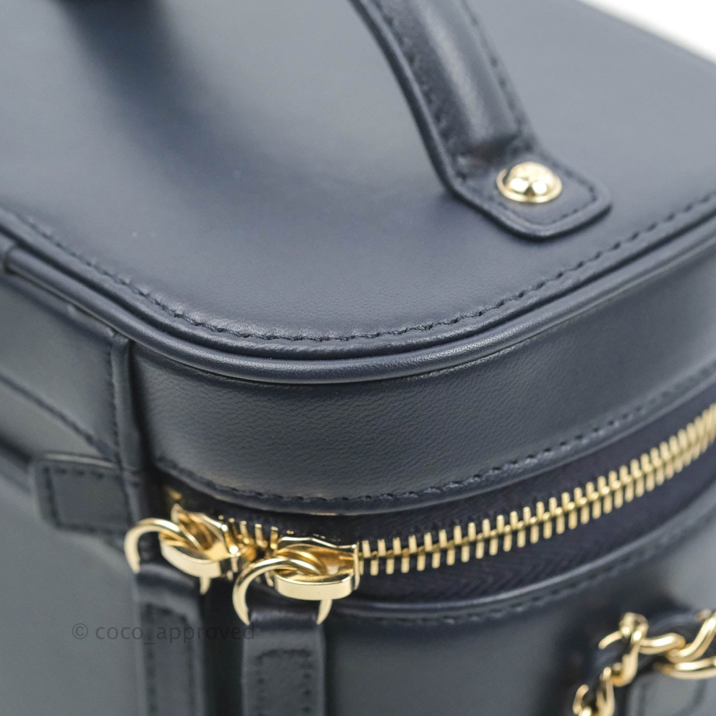 Chanel CC Mania Vanity Case Navy Lambskin Gold Hardware