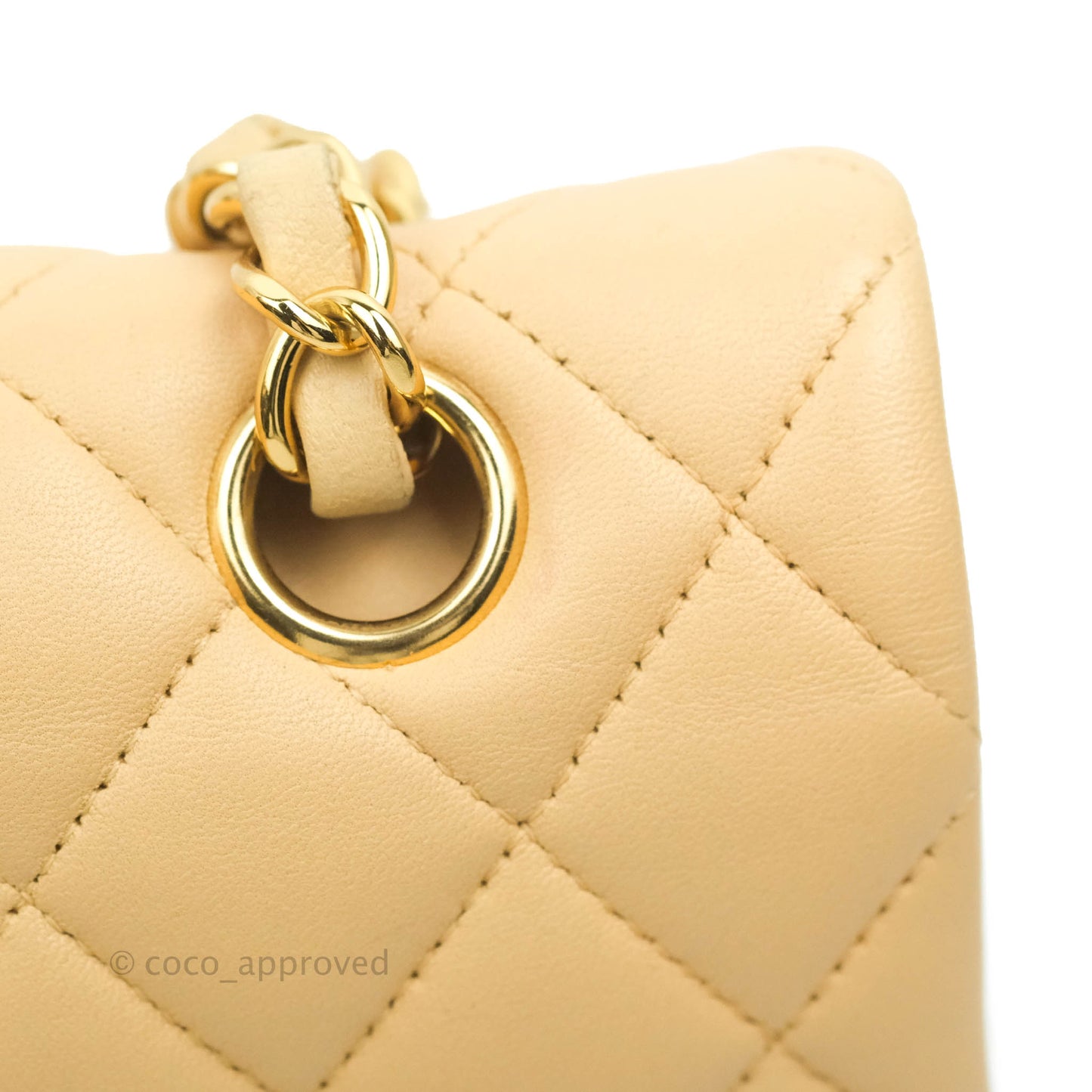 Chanel Classic M/L Medium Flap Quilted Beige Lambskin Gold Hardware