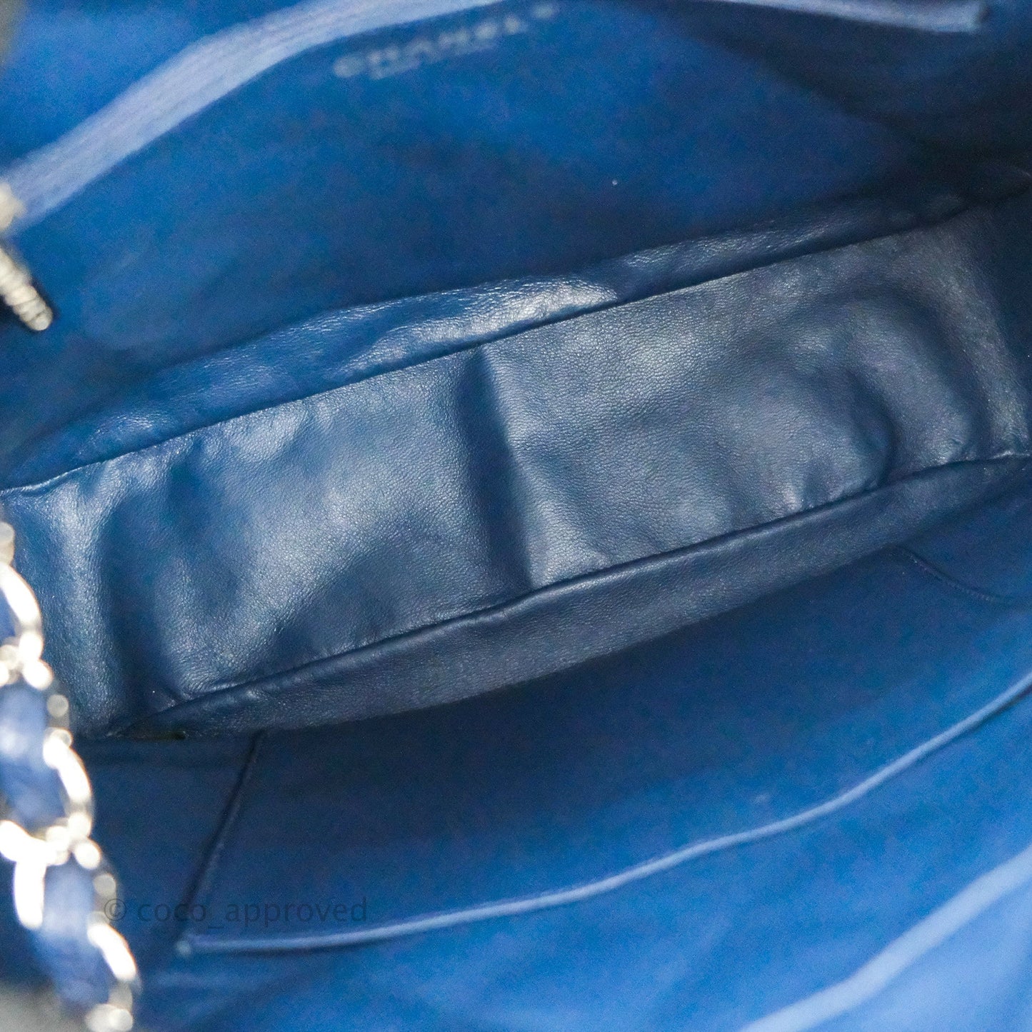 Chanel Quilted Large Classic Camera Bag Navy Caviar Silver Hardware