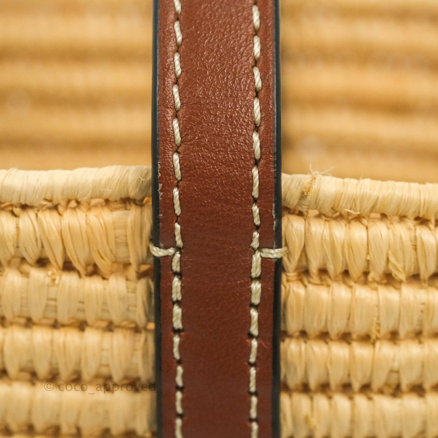Loewe Small Square Basket Bag Raffia Calfskin Natural/Pecan