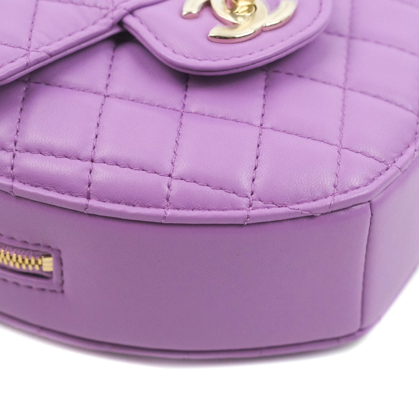 Chanel Large Heart Bag Purple Lambskin Gold Hardware 22S